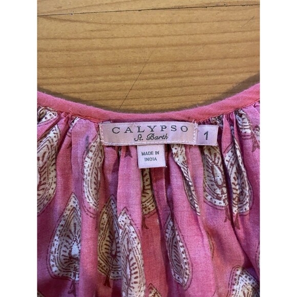 Calypso Saint Barth Size 1 Balloon Sleeve Trapeze Blouse‎ Cotton Coastal Boho - Picture 8 of 14